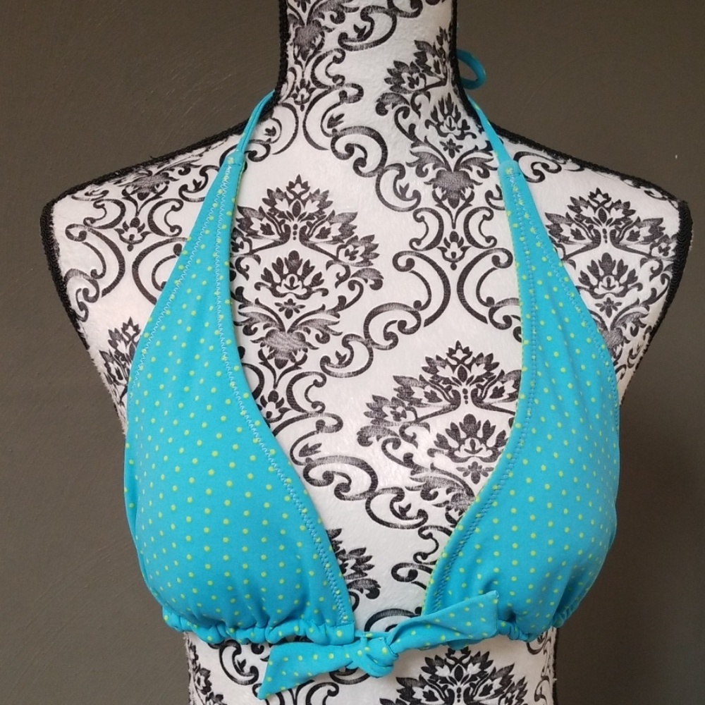 Aero Reversible Halter Top Bikini Blue Green